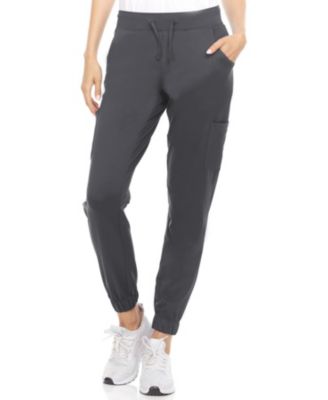 Women's Scrubs Mid Rise Six Pocket Yoga Scrub Joggers, Wine Large