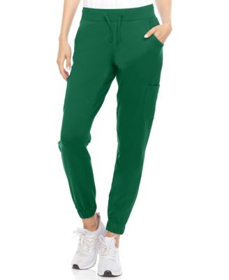 Women's Scrubs Mid Rise Six Pocket Yoga Scrub Joggers, Wine Large