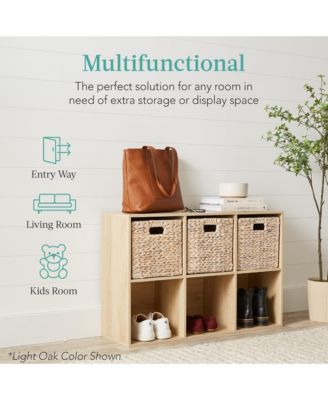 6-Cube Bookshelf, 11in Display Storage System, Organizer w/ Removable Back Panels