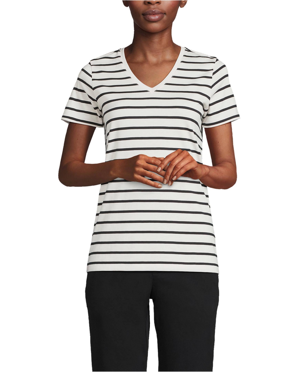 Women's Relaxed Supima Cotton V-Neck T-Shirt - Bright poppy