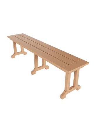 6-Piece HDPE Rectangular Patio Dining Table Set with Foldable Chairs and Patio Bench