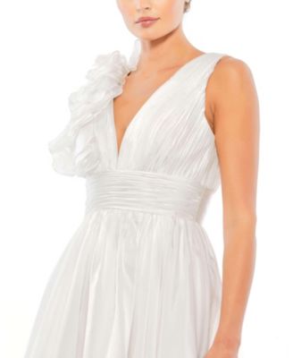 Women's Ruffle V Neck Fit & Flare Mini Dress