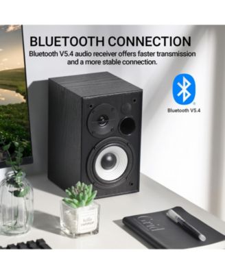 Bluetooth Bookshelf Speakers with MDF Enclosure, Powered Studio Monitors - 24W RMS (Pair)
