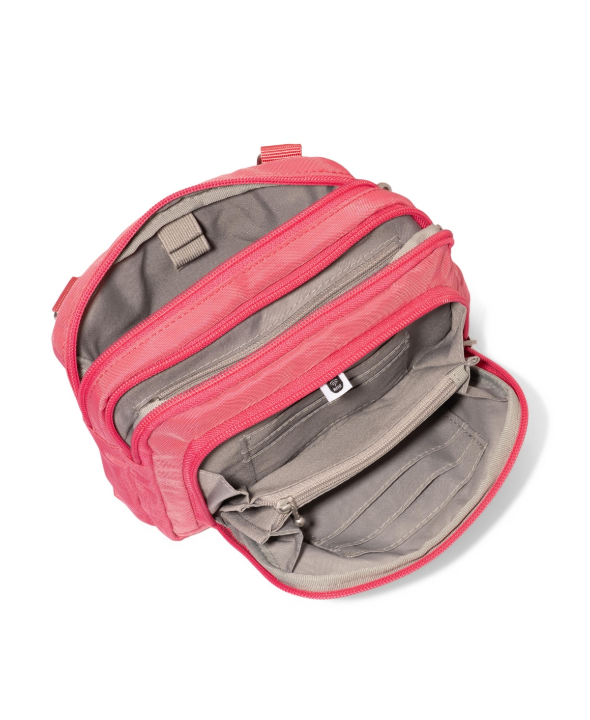 Baggallini Trifecta Rfid Wallet Crossbody Bag In Flamingo
