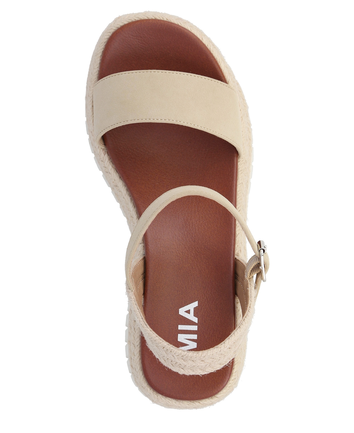Mia Yanis Ankle Strap Platform Wedge Sandal In Sand
