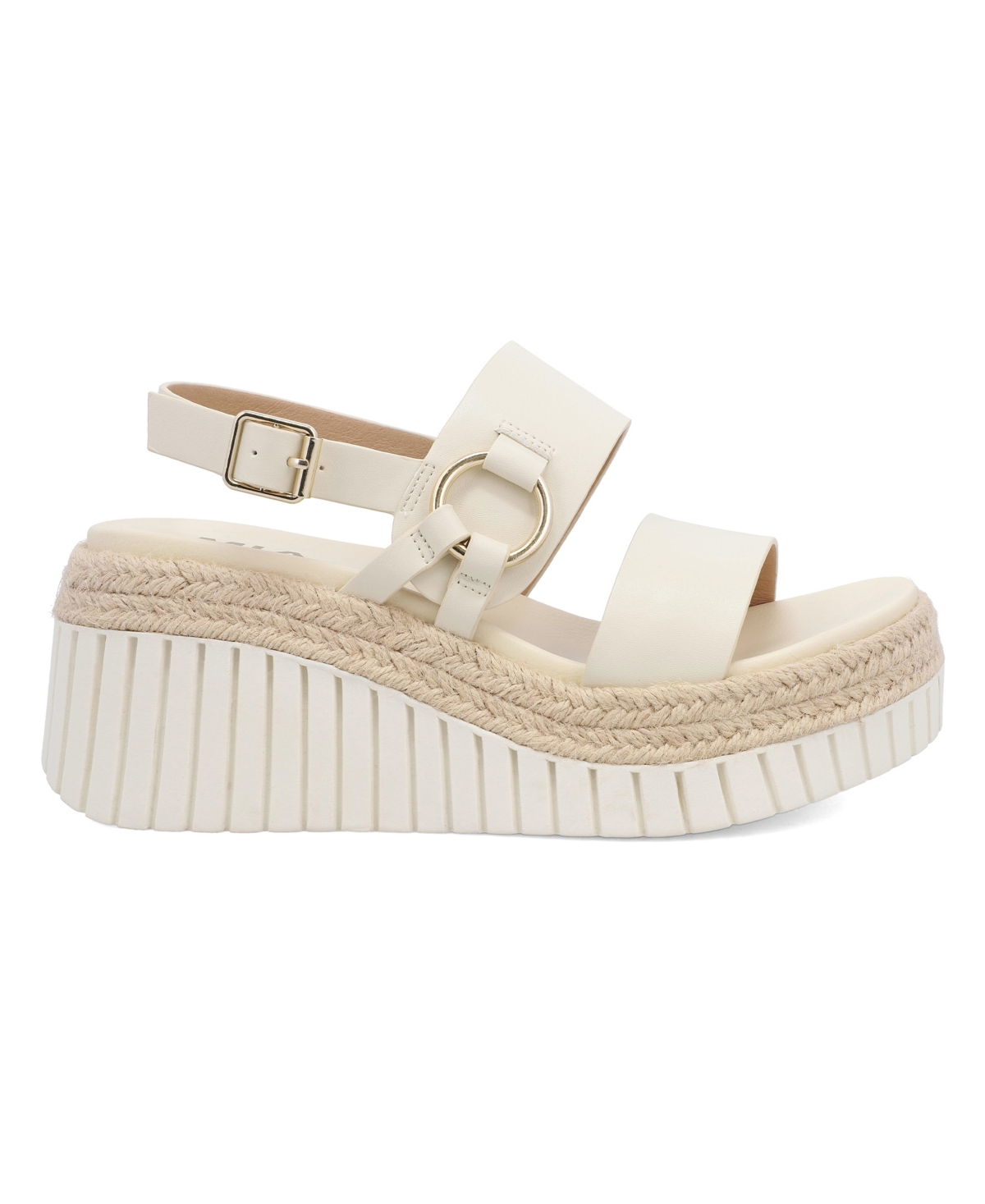 Shop Mia Women's Yuna Round Toe Wedge Sandals In Bone
