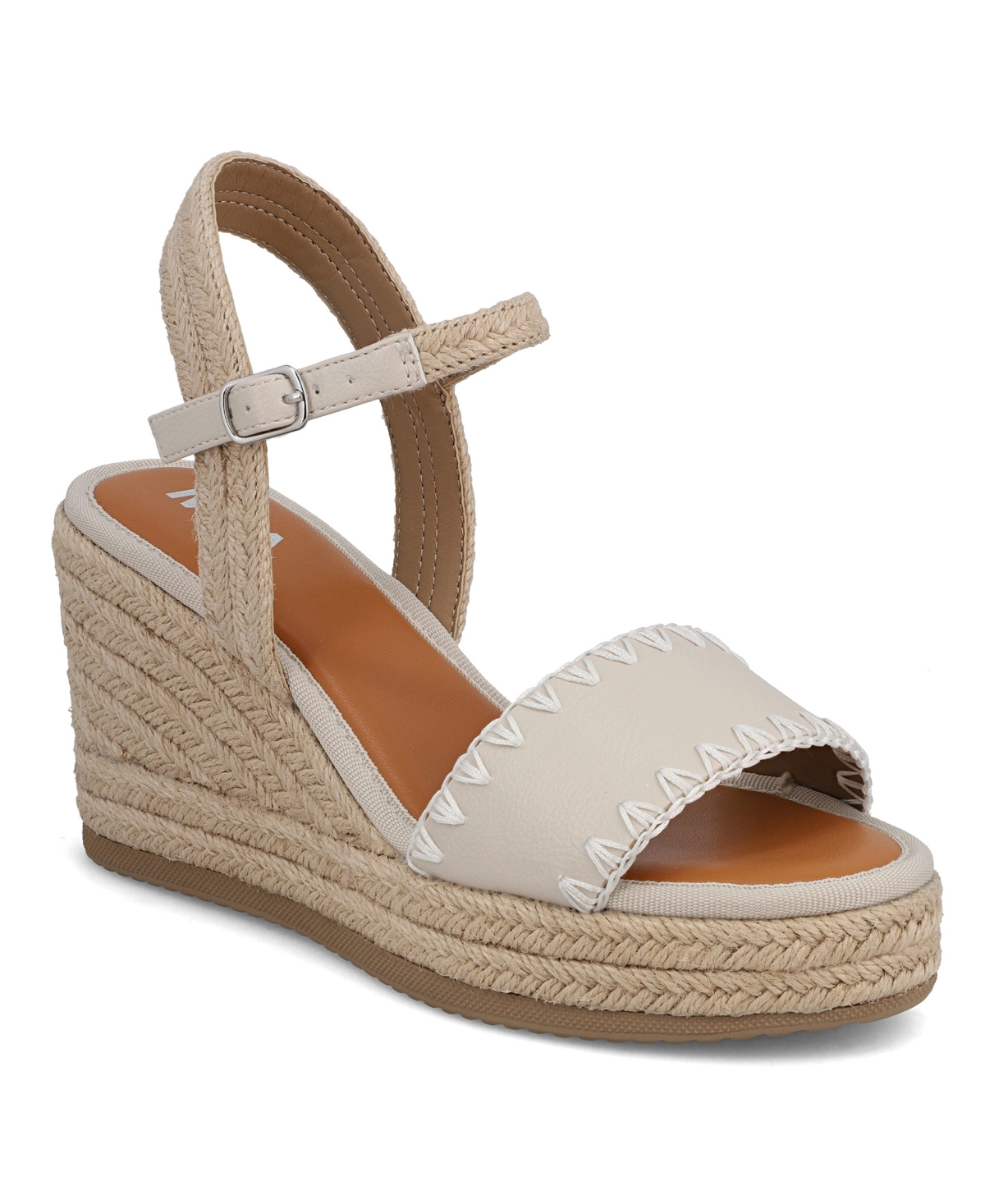 Mia Becky Ankle Strap Espadrille Platform Wedge Sandal In Natural,ecru