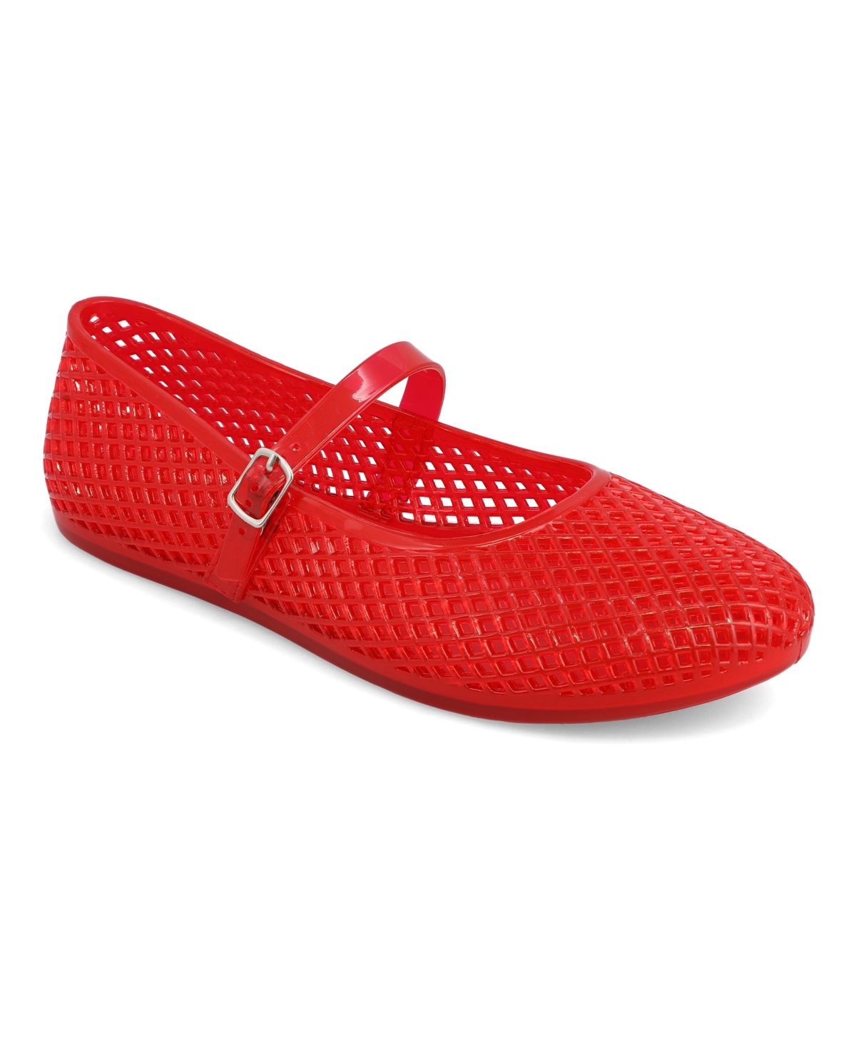 Shop Mia Women's Gianne Jelly Mary-jane Round Toe Flats In Red