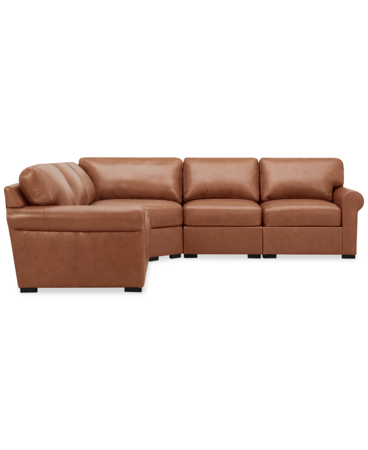 Macy's Radley Roll Arm 117" 4-pc. Leather Wedge Corner L Sectional, Exclusively At