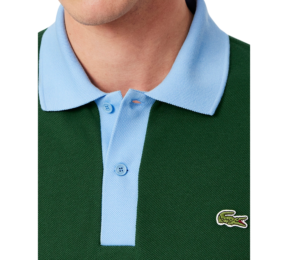 Lacoste Contrast Collar Polo T Shirt Green In Gray