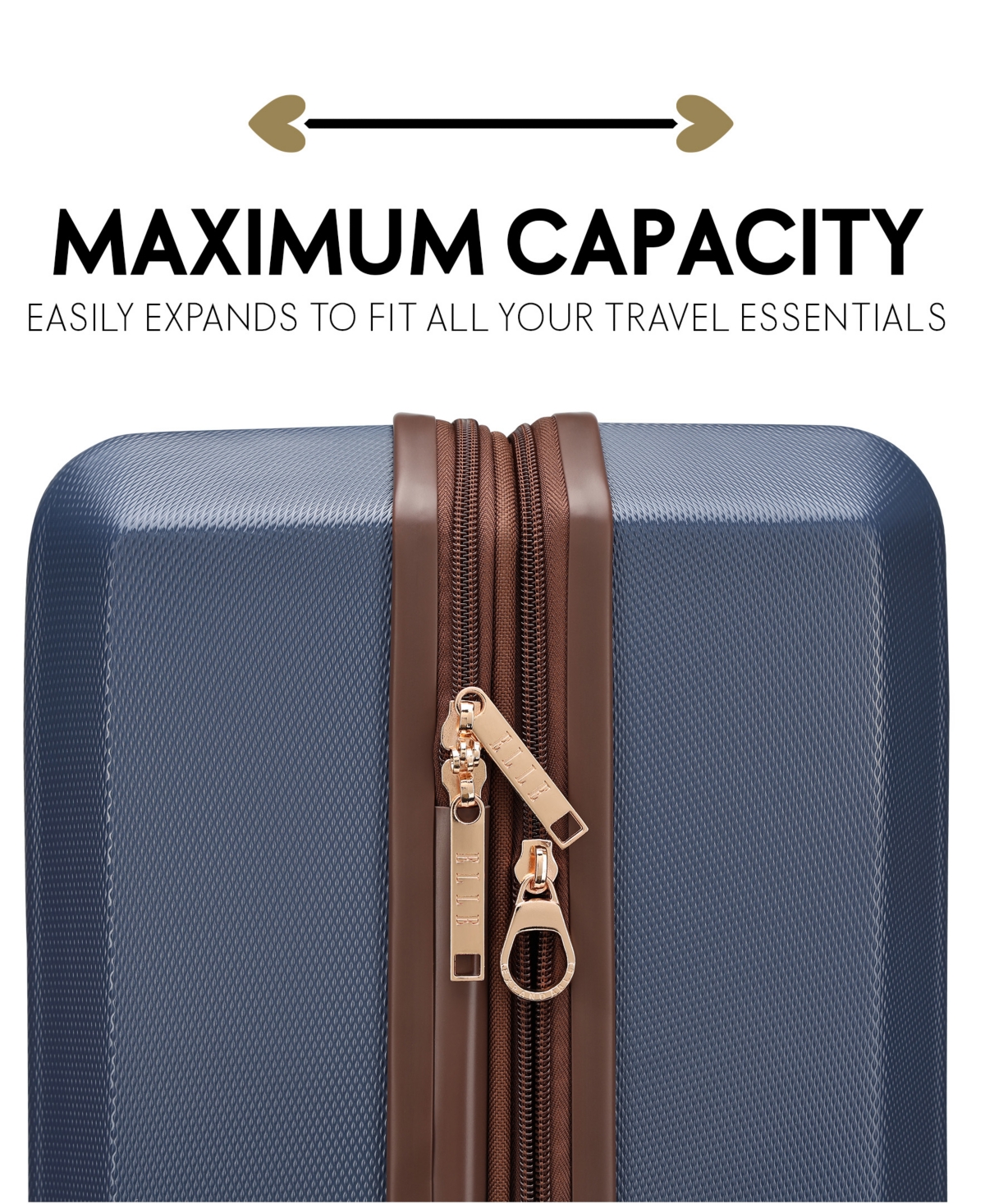 Elle Luxe Journey 3-piece Expandable Retro Spinner Luggage Set In Navy