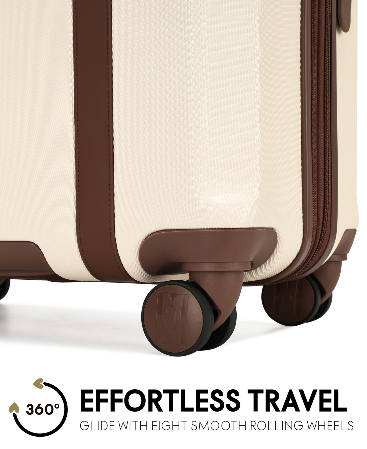 Elle Luxe Journey 3-piece Expandable Retro Spinner Luggage Set In Champagne