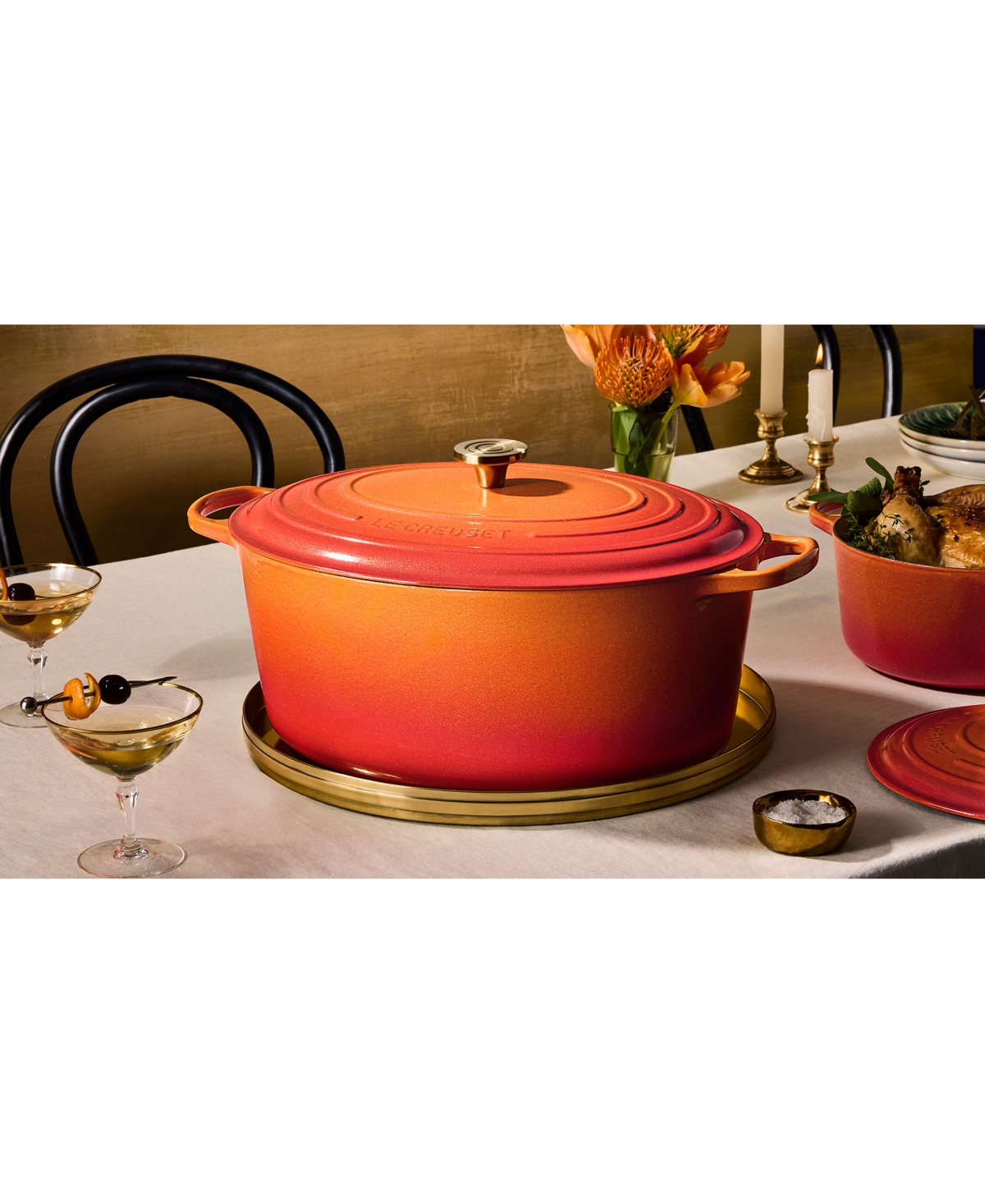 Le Creuset Signature 15.5-qt. Flamme Doree Oval Oven With Crucible Knob In Flamme Dor