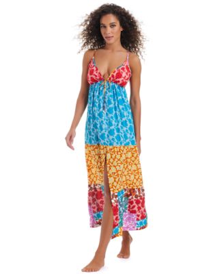 Bar III - Women's Beachside Boheme Tiered Maxi Dress Swim Cover-Up