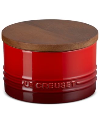 Stoneware Signature Salt Cellar with Wood Lid, 7-Oz.