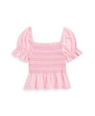 Toddler and Little Girls Smocked Jersey Peplum Top