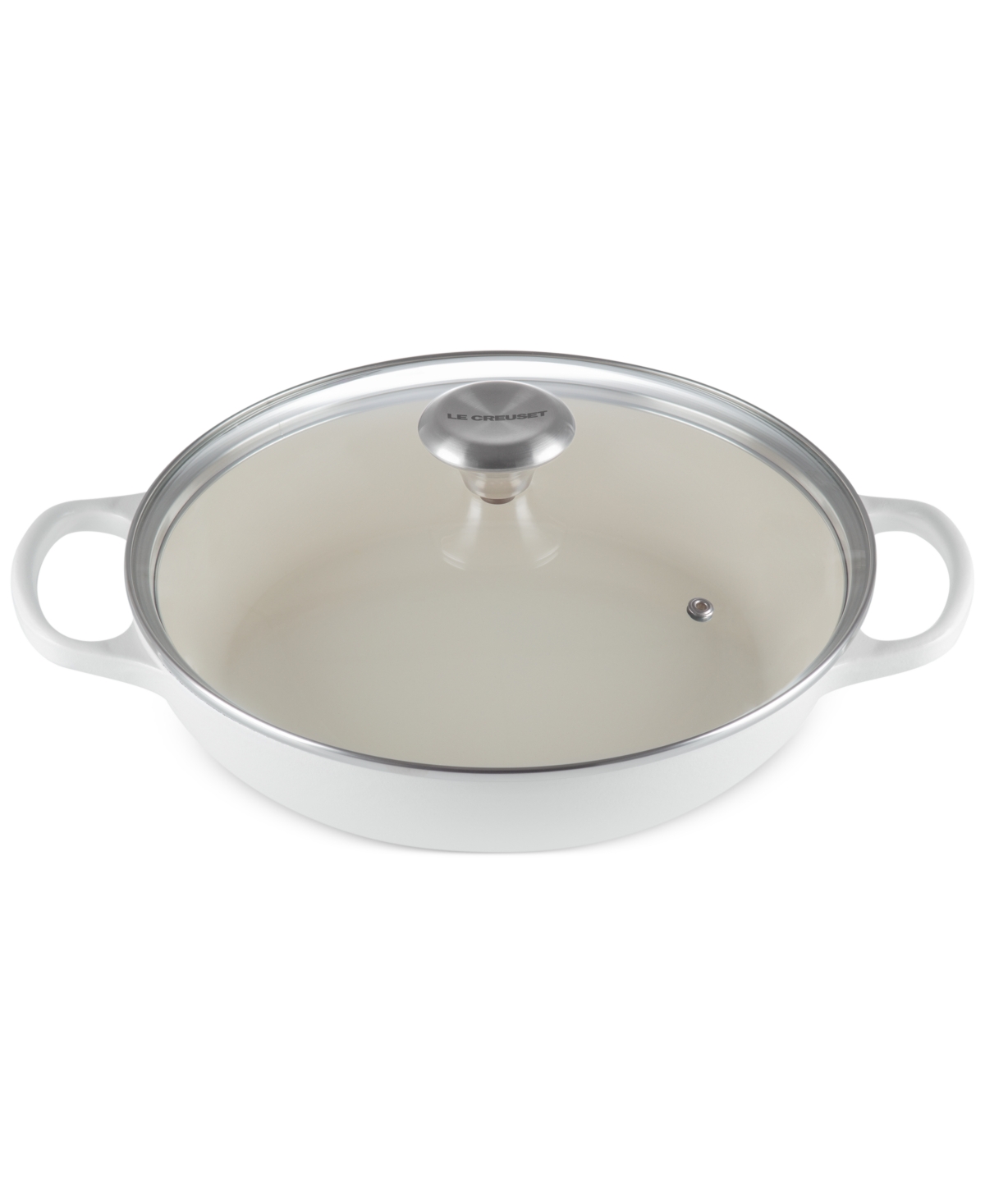 Le Creuset Enameled Cast Iron Signature Round 2.25-qt. Braiser With Glass Lid In White