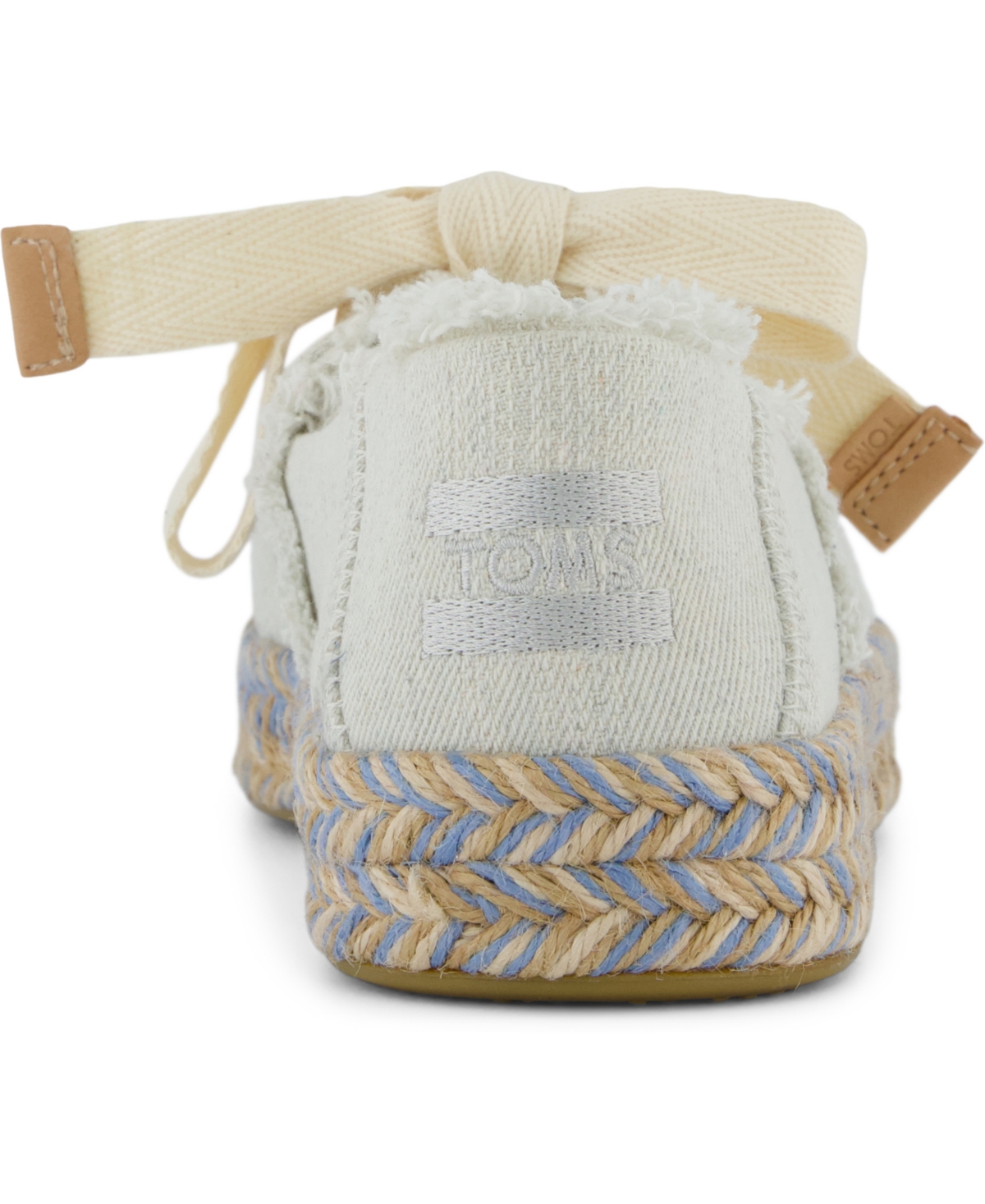 Shop Toms Women's Carolina Lace-up Espadrille Sneakers In White Onyx Textured Denim,fray