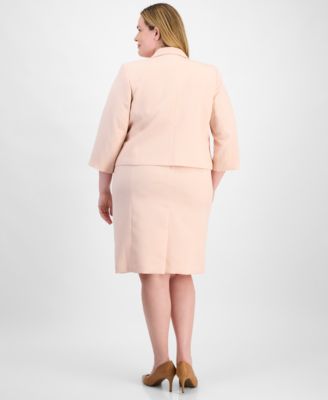 Plus Size Cropped Open-Front Jacket & Empire-Seamed Sheath Dress Set