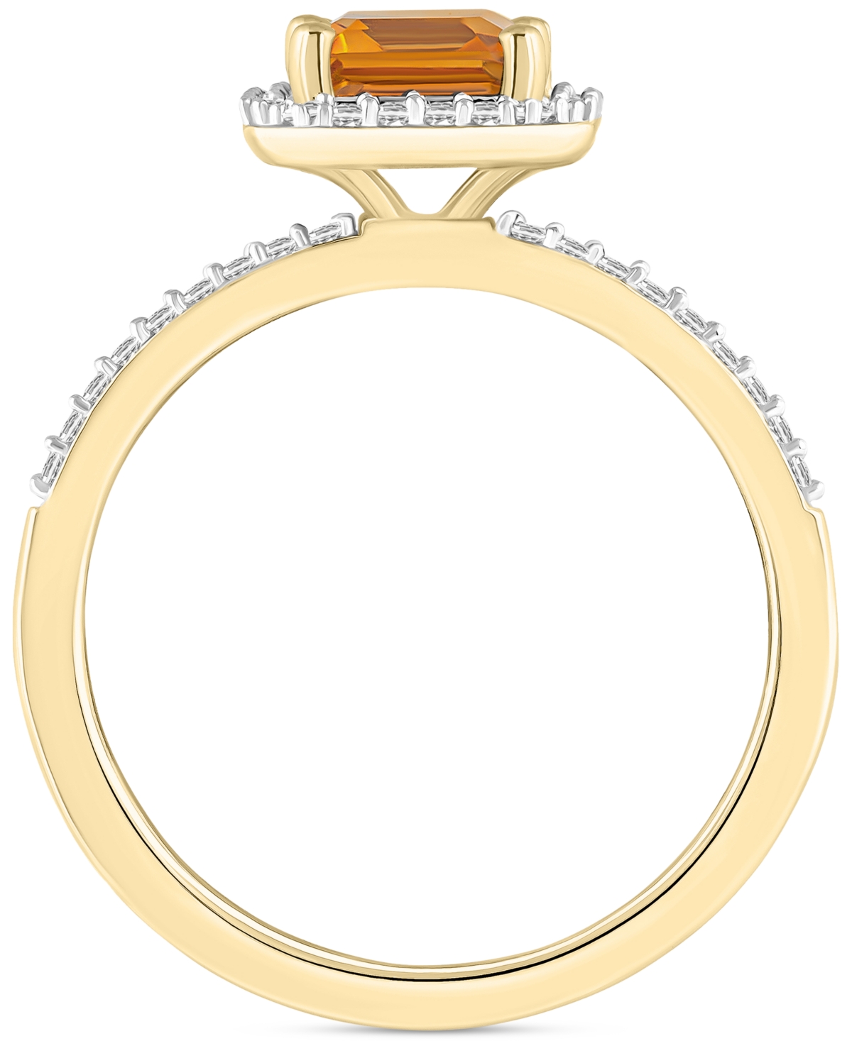 Macy's Blue Topaz (2 Ct. T.w.) & Lab Created White Sapphire (1/4 Ct. T.w.) Statement Ring In 10k Yellow Gol In Citrine