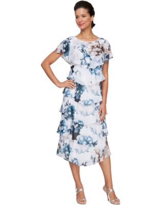 SL Fashions - Women's Floral-Print Tiered Midi Dress