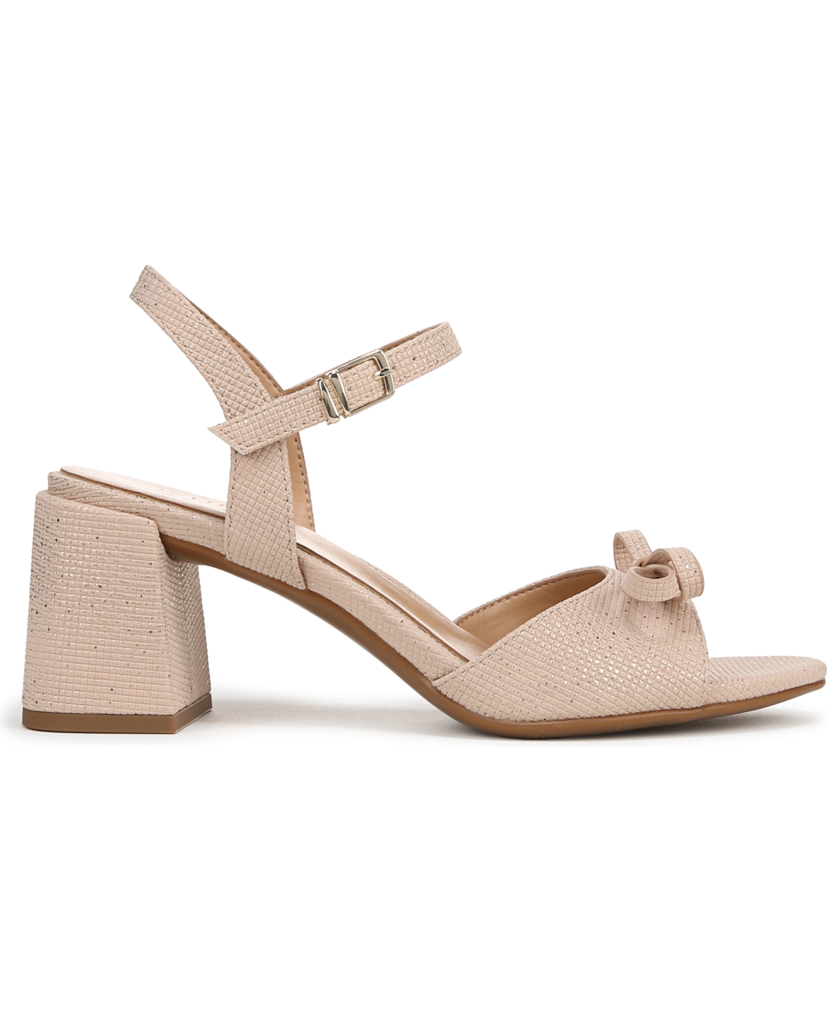 Naturalizer Women's Deandra Block Heel Dress Sandals In Sand Metallic Woven Embossed Faux Leathe