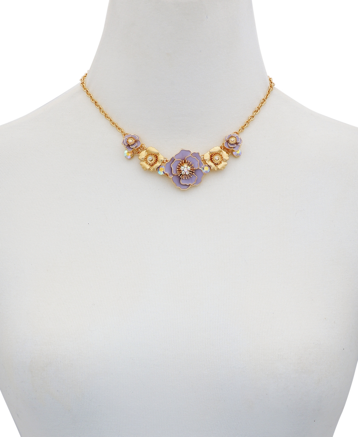GUESS FLOWER STATEMENT NECKLACE, DROP EARRINGS & STRETCH BRACELET SET 