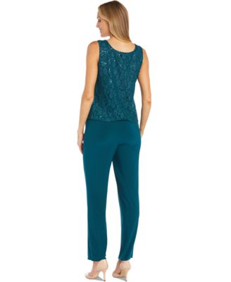 Petite Sequin Lace Jacket, Tank & Pants Set