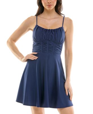 Emerald Sundae - Juniors' Ruched Sleeveless Fit & Flare Dress