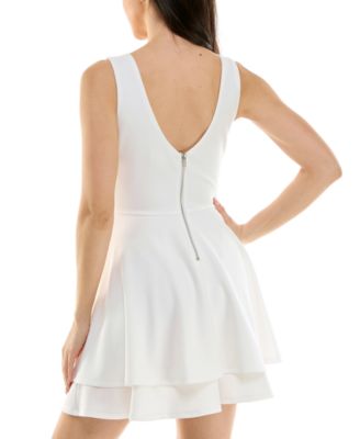 Juniors' Mesh-Inset Fit & Flare Dress
