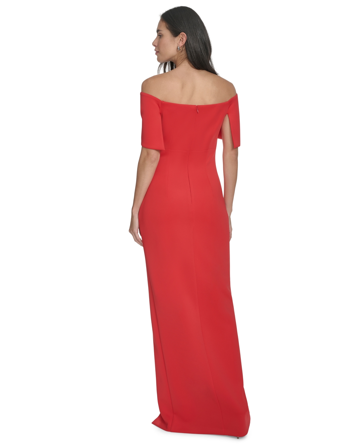 Jessica Howard Petite Embellished Off-the-shoulder Gown In Red