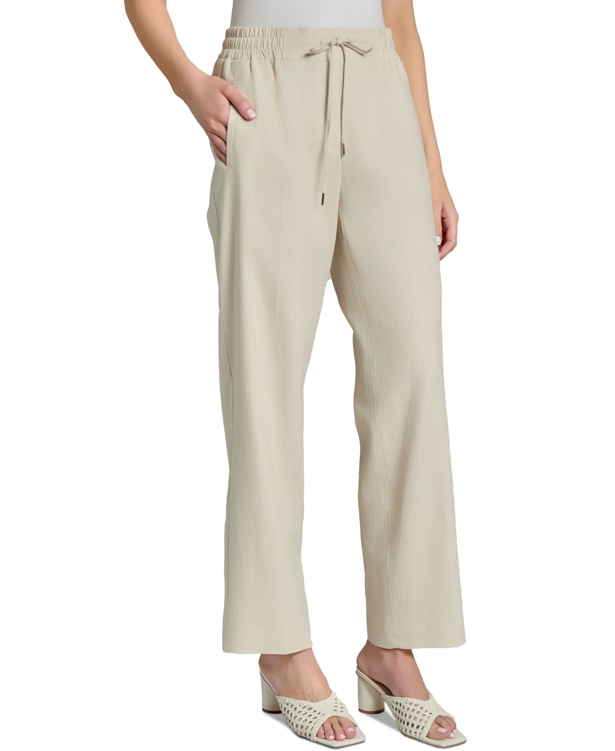 Jones New York Petite Wide-leg Pull-on Pants In Natural Stone