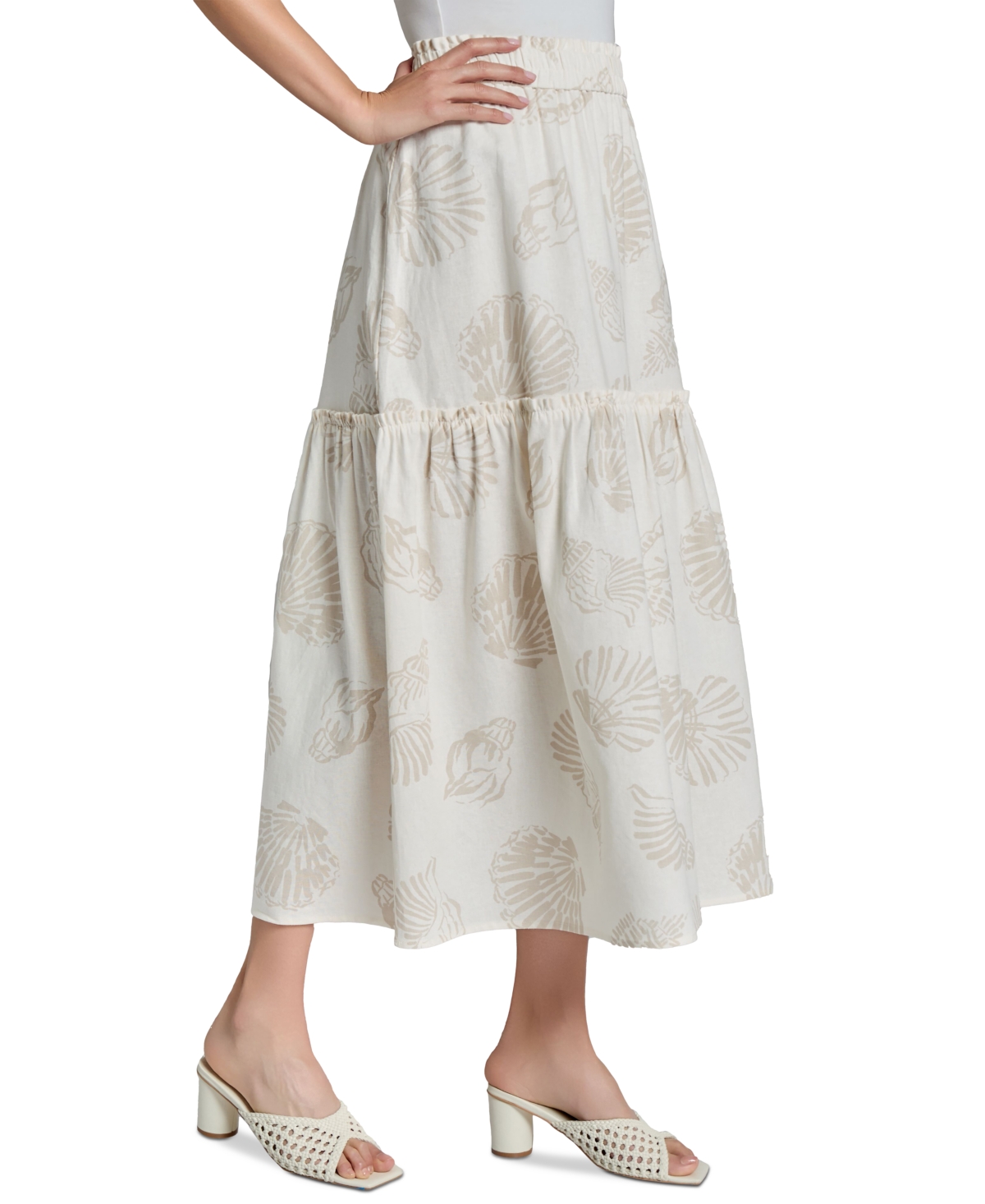 Jones New York Petite Pull-on Tiered Midi Skirt In Jones White