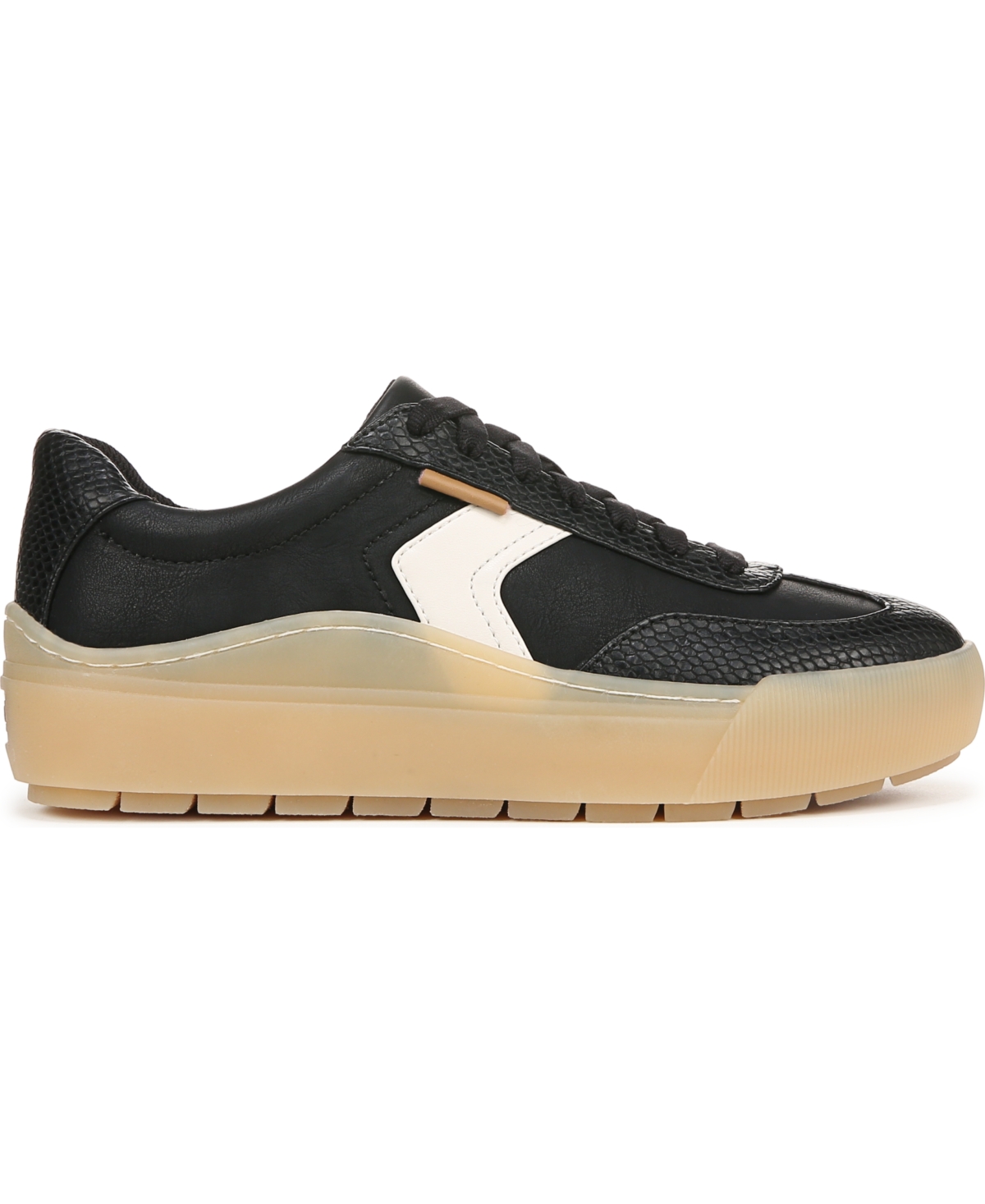 Shop Dr. Scholl's Women's Time Off Win Lace Up Platform Sneakers In Black Faux Leather