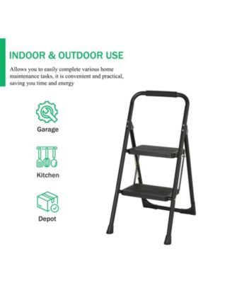 2 Step Ladder Portable Folding Ladder Stool for Adults with Wide Anti-Slip Pedal