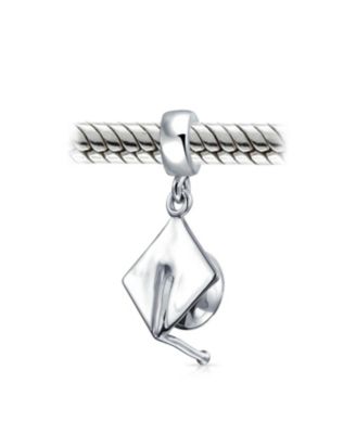 Graduate Trencher Cap Dangle Charm Bead Sterling Silver European Bracelet