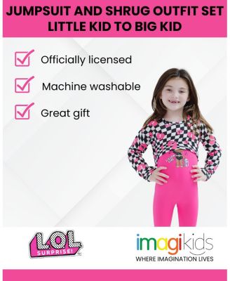 Little Girls Queen Bee Jumpsuit and Fleece Shrug Outfit Set