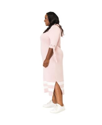 Plus Size Cut Out Tie-Sleeve Hoodie Maxi Dress