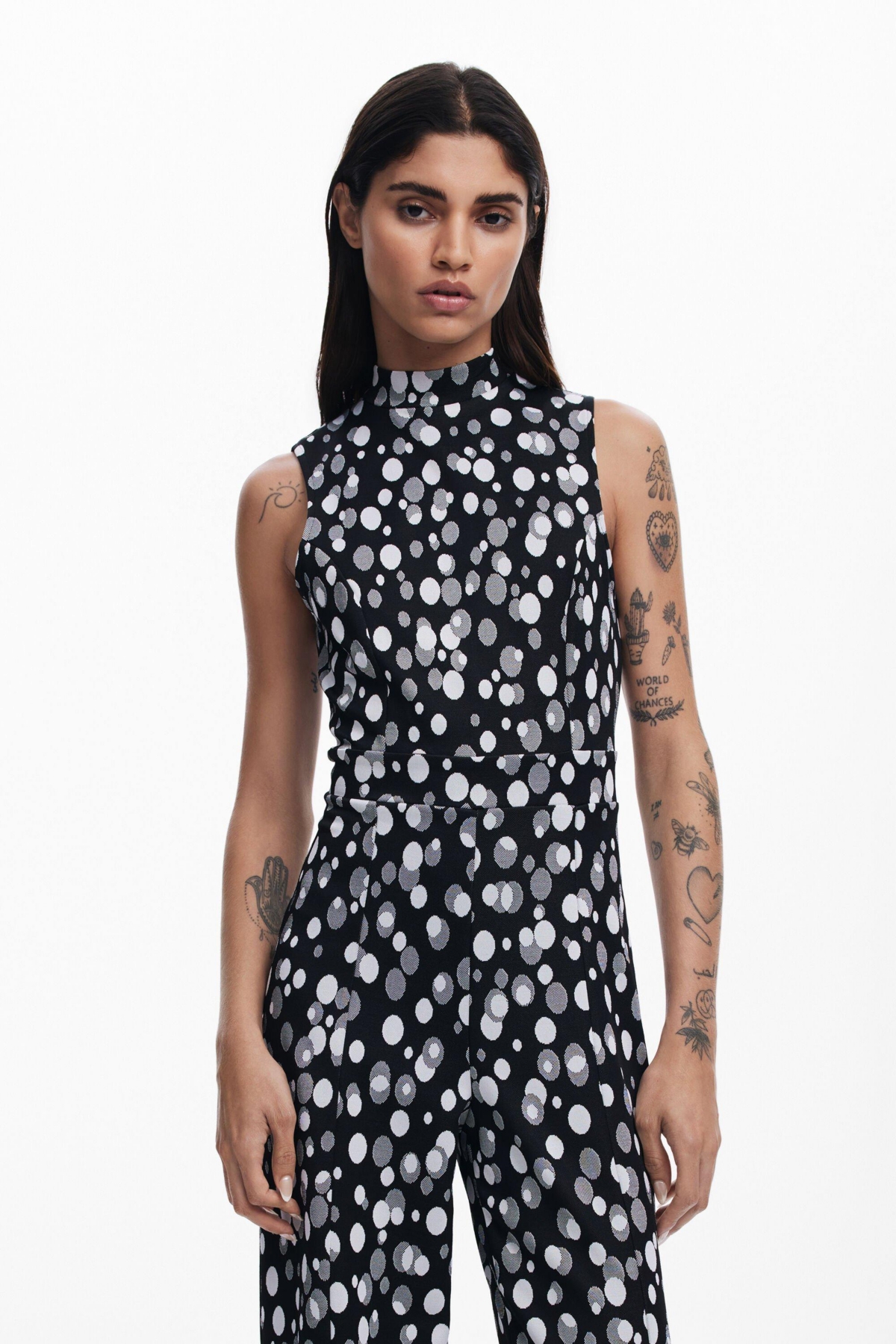 Women's Polka Dot Jumpsuit - Black