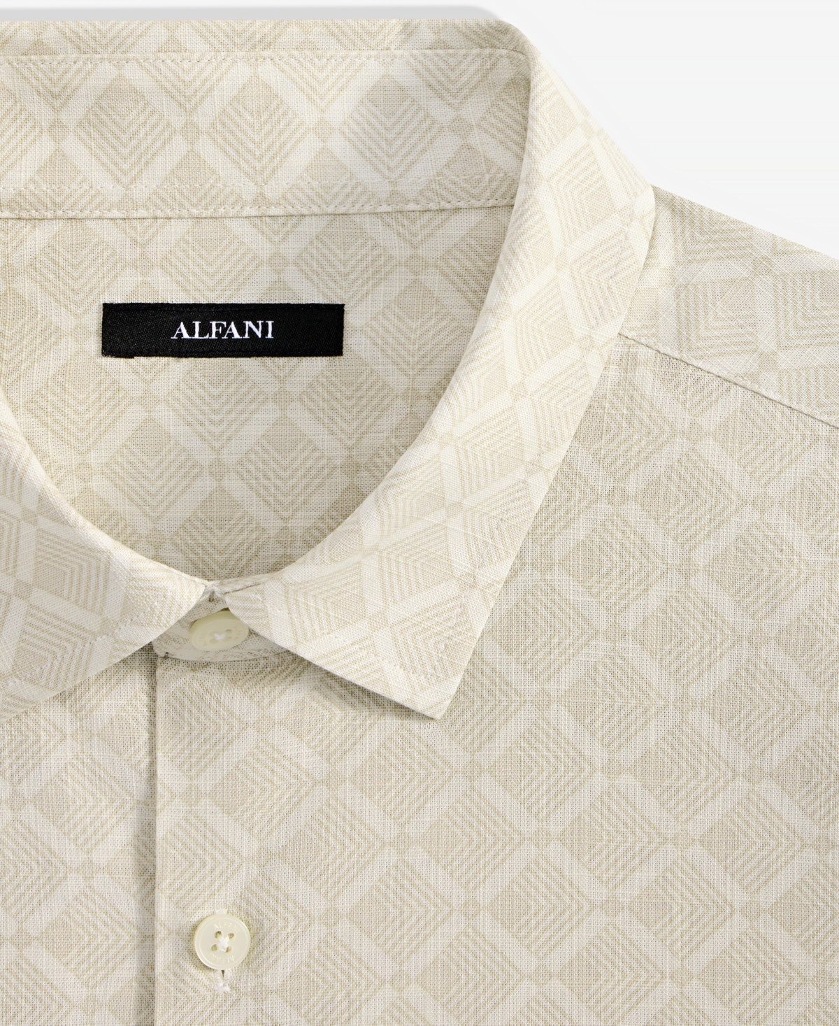 Alfani Men's Lipson Short Sleeve Geo Print Button-front Shirt, Exclusively At Macy's In White