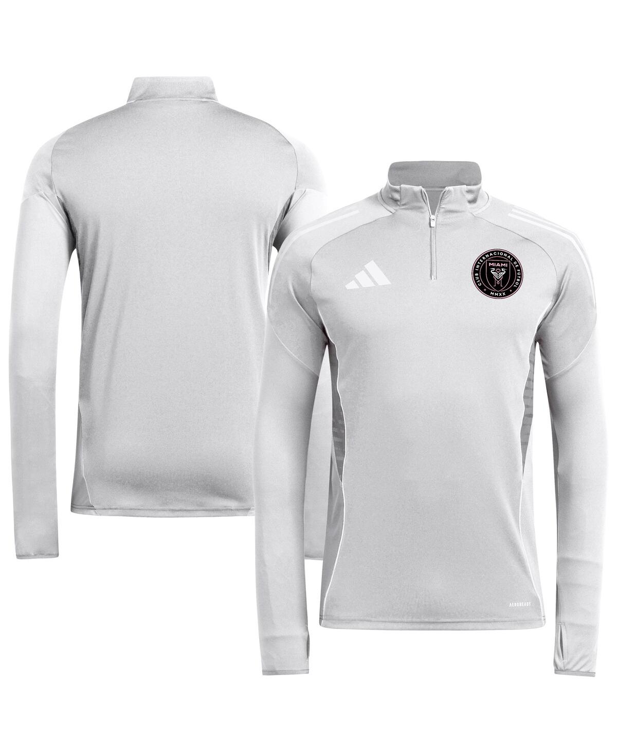 Men's Silver Inter Miami Cf 2025 Quarter-Zip Long Sleeve Training Sweatshirt - Silver