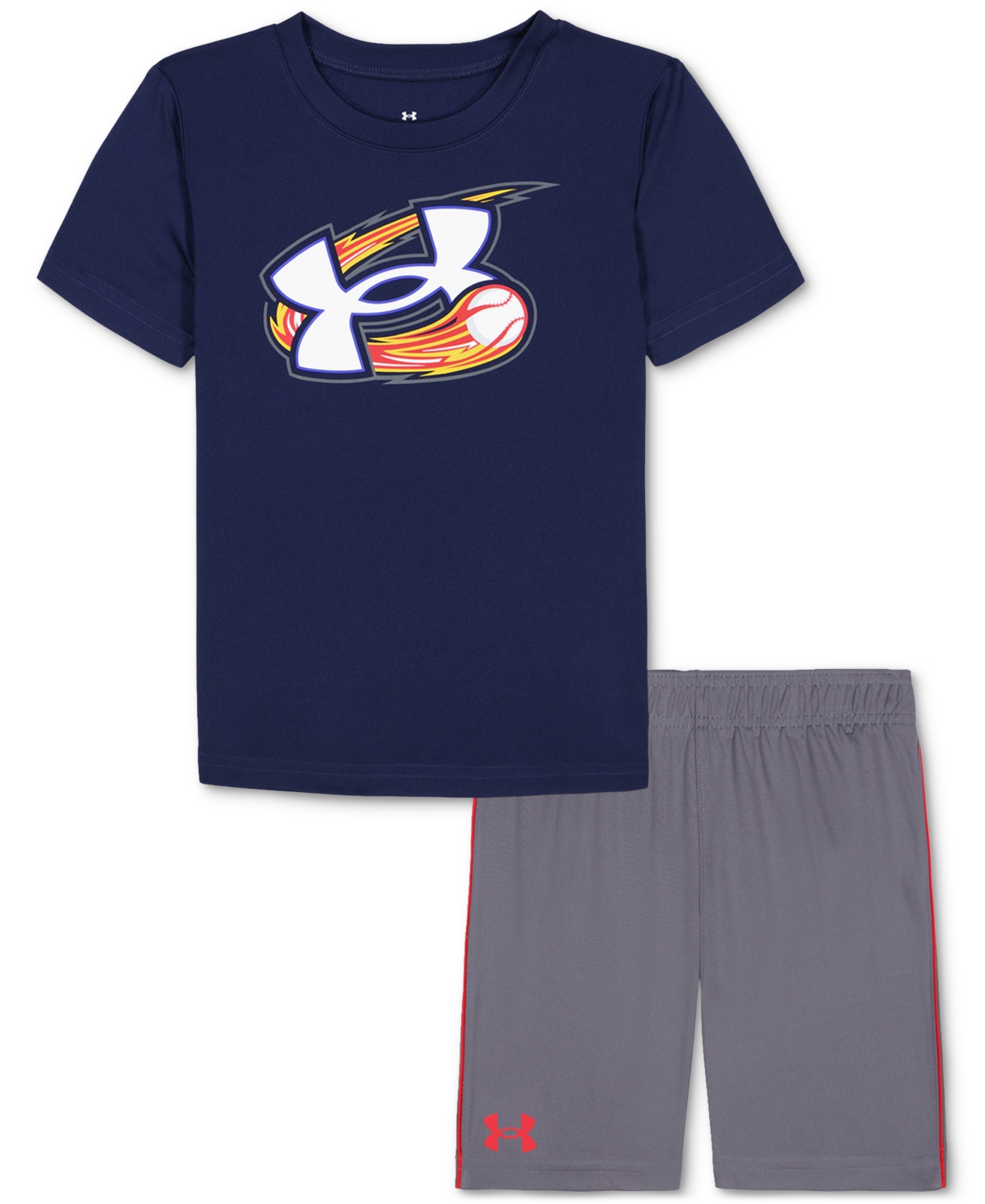 Under Armour Toddler & Little Boys Tech Baseball T-shirt & Shorts, 2 Piece Set In Midnight Navy