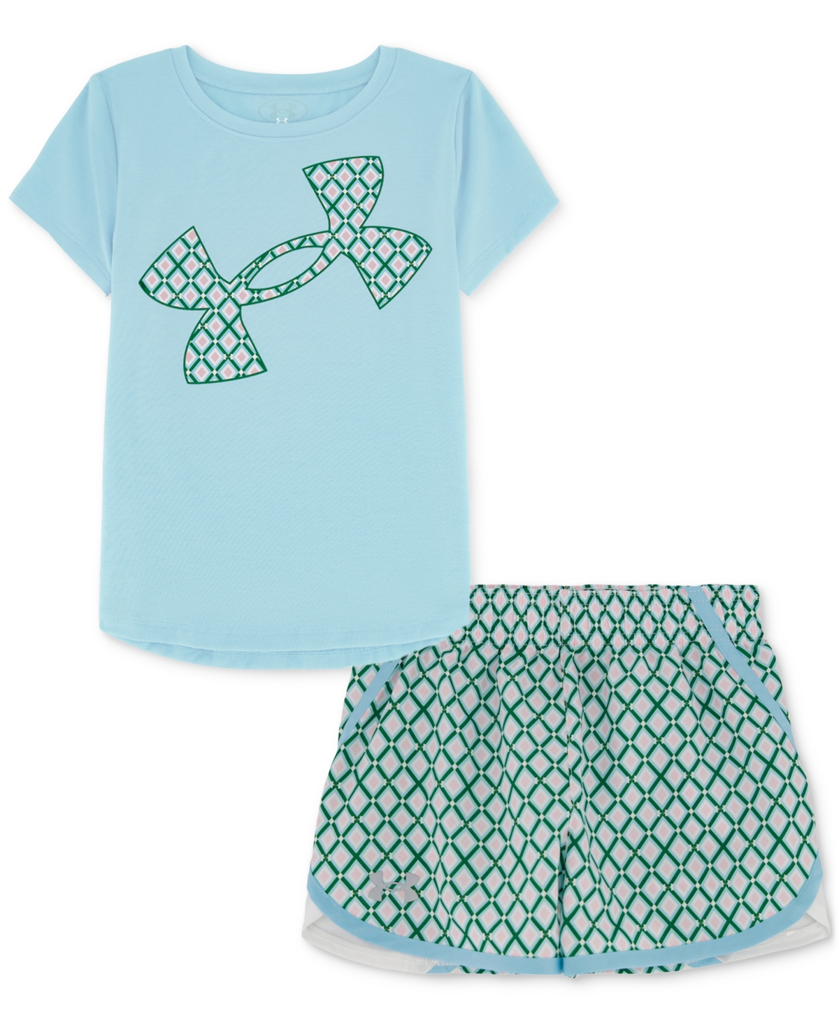 Under Armour Toddler & Little Girls T-shirt & Printed Woven Shorts, 2 Piece Set In Stream