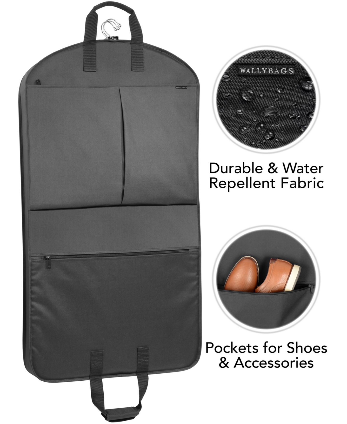 Сумка WallyBags 40" Deluxe Travel Garment Bag with Pockets, цвет: Чёрный — фото 4