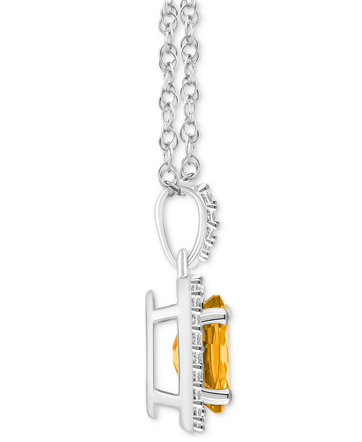 MACY'S LAB-CREATED EMERALD (1 CT. T.W.) & LAB CREATED WHITE SAPPHIRE (1/6 CT. T.W.) OVAL PENDANT NECKLACE I 