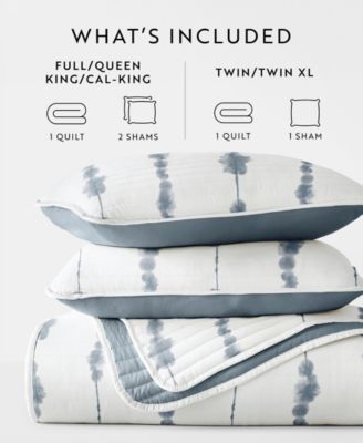 Shibori Reversible 3-Pc. Lightweight Quilt Set, Full/Queen