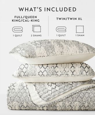 Distressed Aztec Reversible 3-Pc. Lightweight Quilt Set, Full/Queen