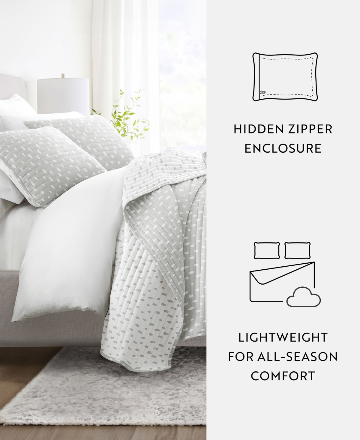 ienjoy Home Painted Dots Reversible 3-Pc. Lightweight Quilt Set, Full/Queen