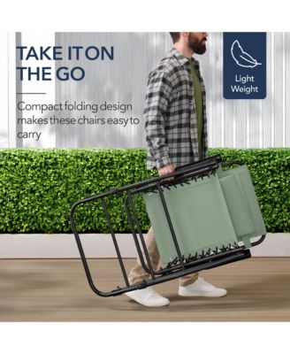 Folding Outdoor Zero Gravity Rocking Lounge Chair w/ Headrest Pillow