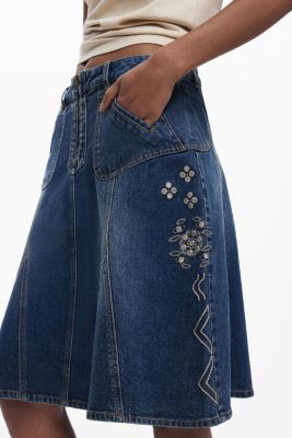 Women's Embroidered denim skirt